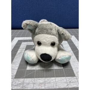 Animal Adventure Gray White Husky Hearts Puppy Dog Blue Paws Stuffed Animal Flaw